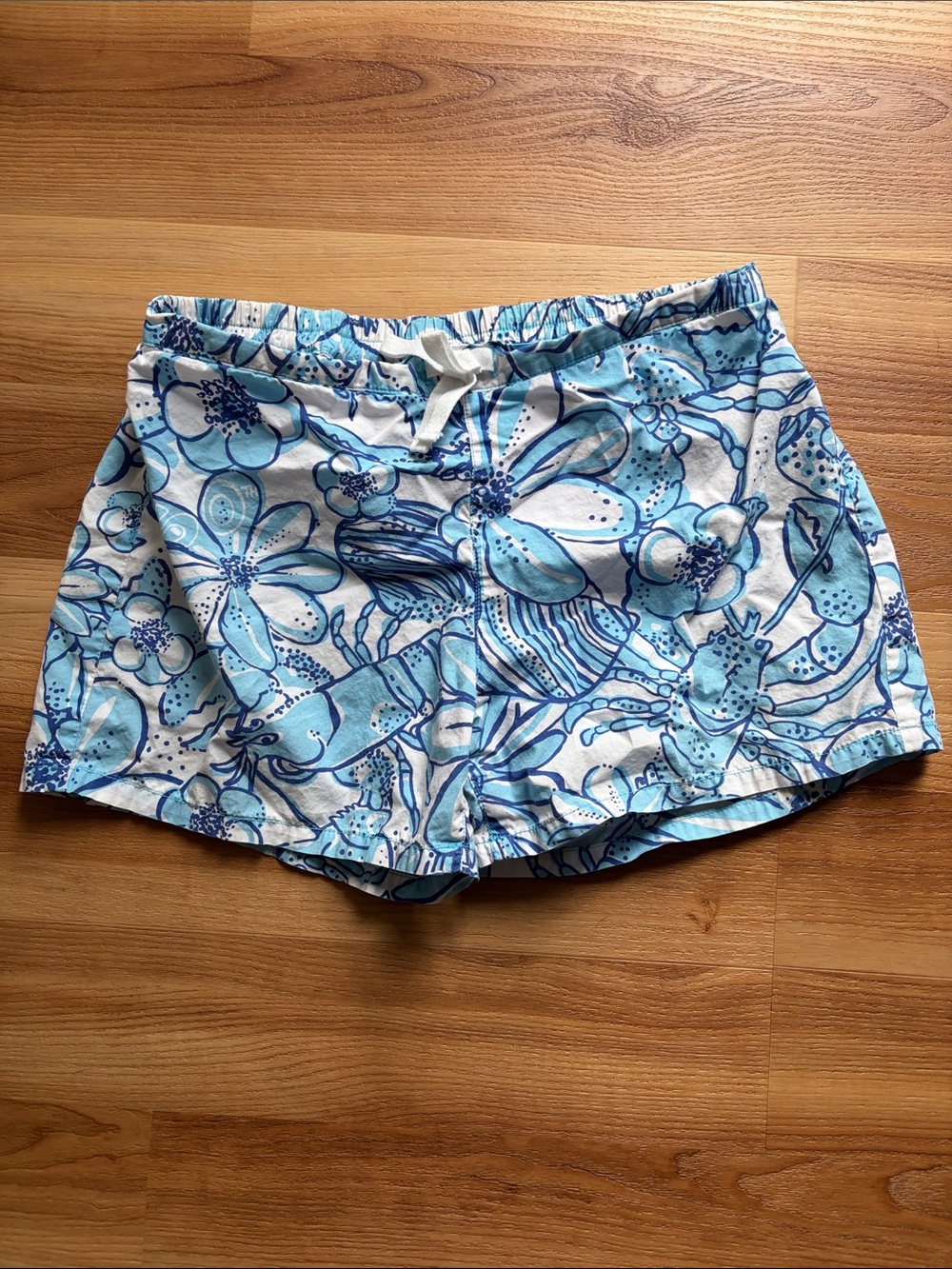 Lilly Pulitzer Girls Cotton Drawstring Shorts Blue Lobster